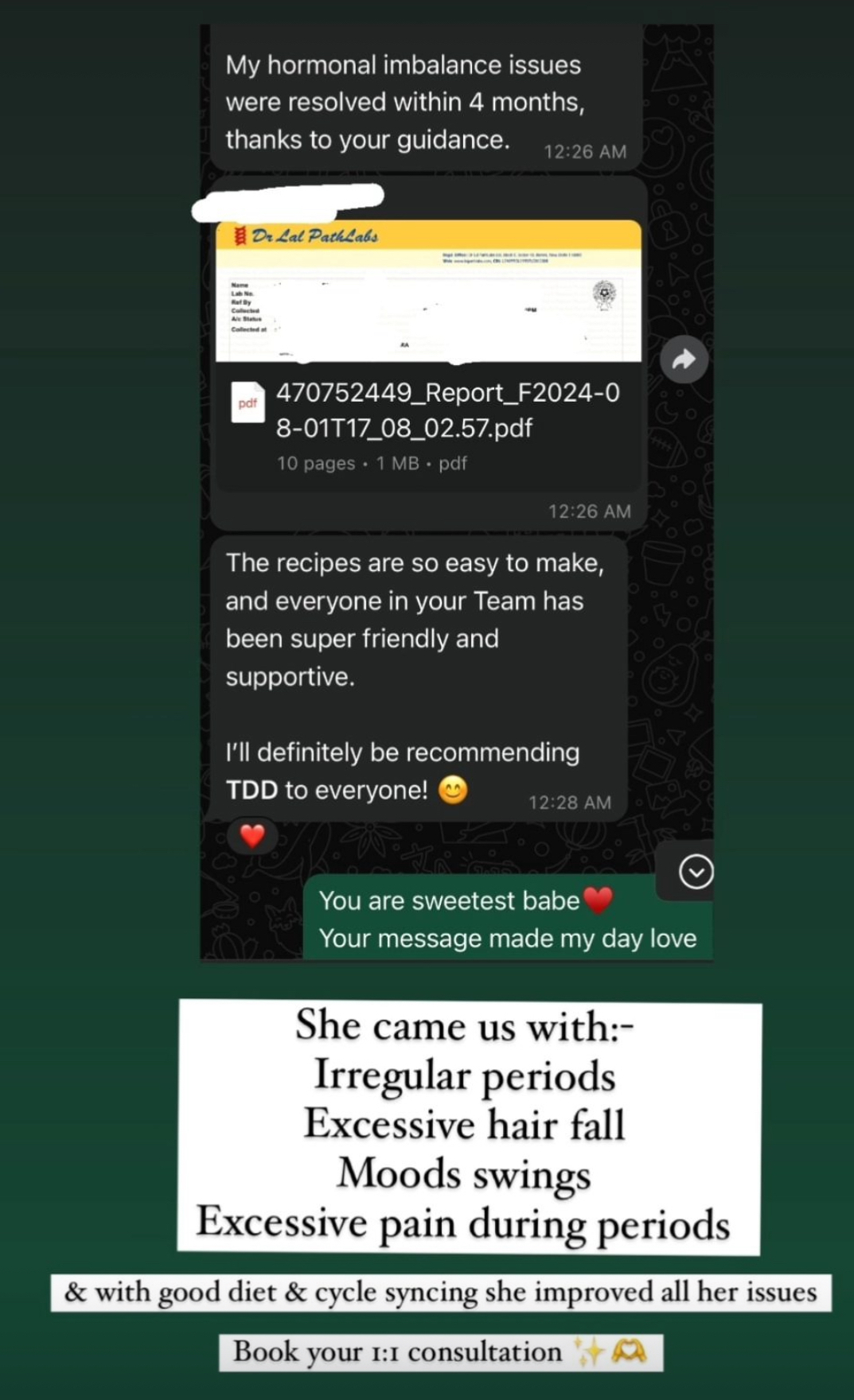 Client transformation and testimonial